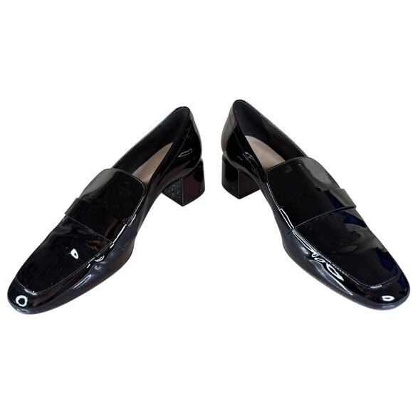 Stuart Weitzman Sleek 60 Black Patent Leather Loafer Heels Size 8B with Dustbag - Picture 9 of 12